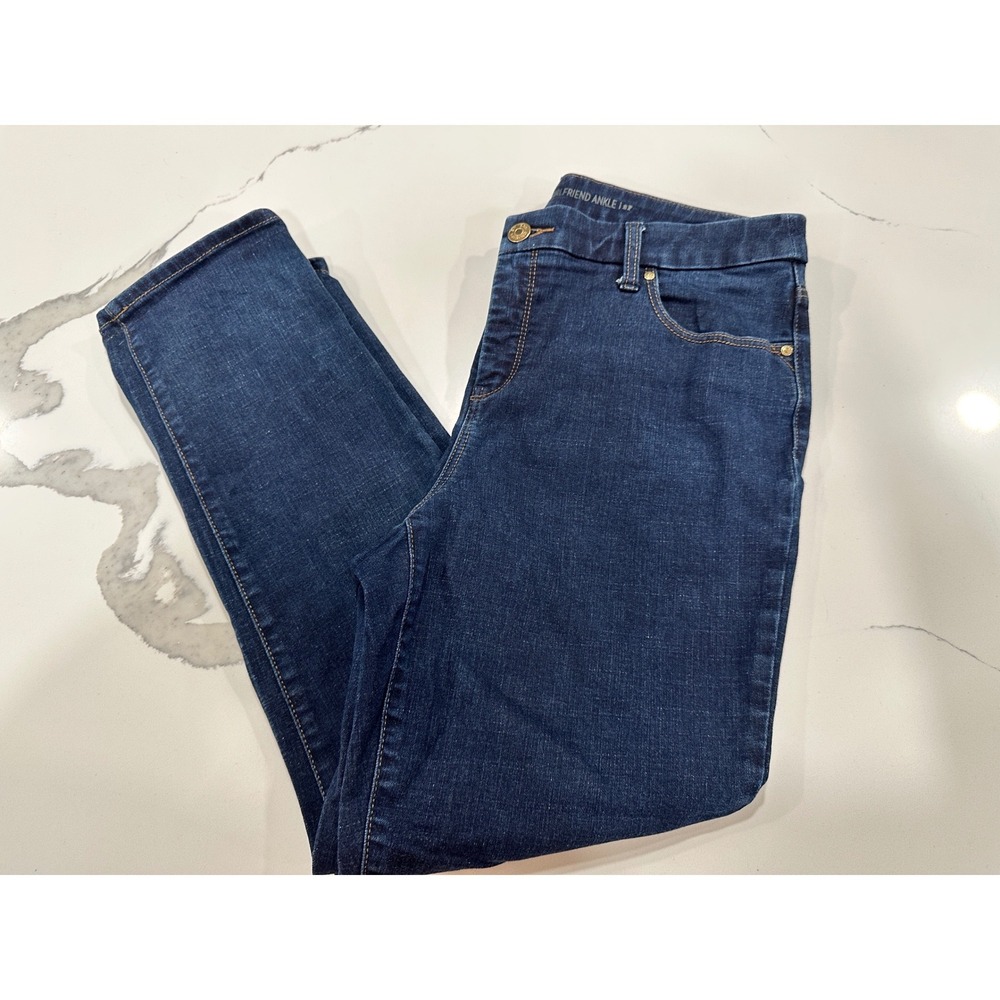 Chicos So Slimming Girlfriend Ankle Jeans Dark Wash Blue Denim Size 2P 12P